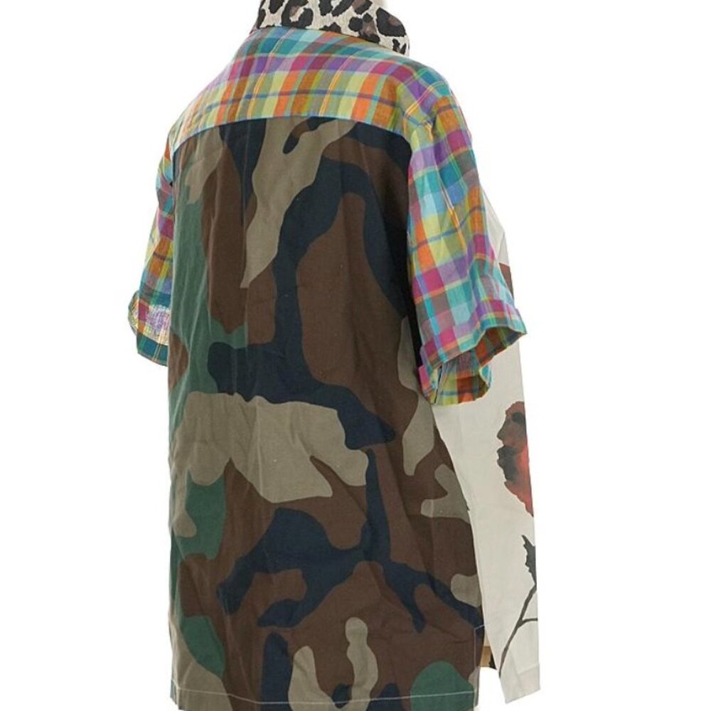 SEMICOUTURE Clarisse Patchwork Mixed Print Shirt Eclectic Italian Designer M 44 - Picture 6 of 15